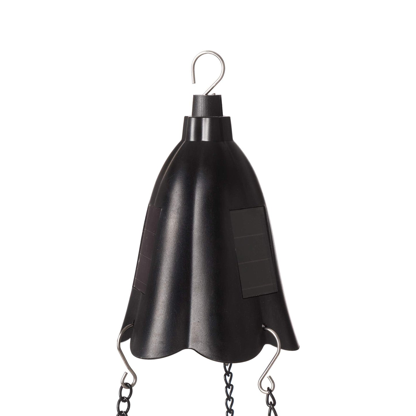 Glitzhome 30" H Plastic Hanging Planter with Solar Lights, Black Plant Basket Hanger with Chain for Outdoor Indoor Plants
