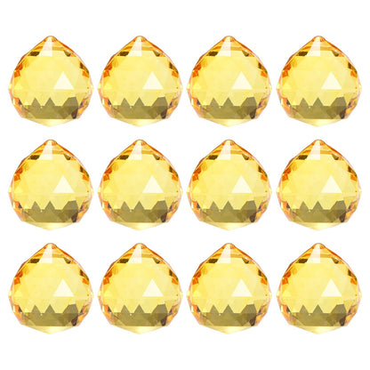 M METERXITY 12-Pack Crystal Ball Prisms, 33.5mm/1.32 Inch Chandelier Pendant Maker Hanging Crystals Chandelier Prisms for Home/Windows/Garden/DIY Decoration[Golden Yellow]