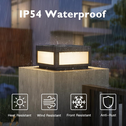 PAKEDANDUN Solar Post Lights Outdoor, 9.84" Solar Pillar Lights Outdoor, IP54 Waterproof Column Light Outside with E26 Bulb, 3000K LED Post Lamp Dusk to Dawn, Modern Pillar Light for Patio Garden