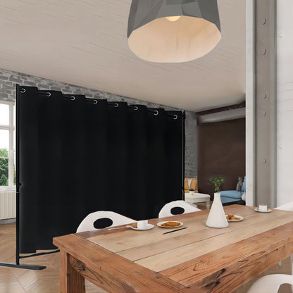 Portable Room Divider Panel, Folding Freestanding Room Partition Wall, Home Vertical Curtain Divider Stand Ceiling Self Stand, Space Privacy Screen for Office, Black