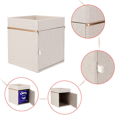 Sumnacon Linen Square Tissue Box Cover - Decorative Cube Tissue Box Holder with Tray, Stylish Tissue Box for Bathroom Toilet Tank Vanity Dresser Table Office Bar Restaurant, Beige