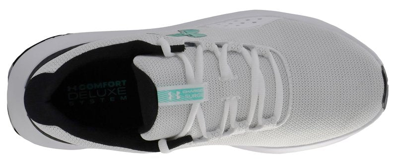 Under Armour Men's Charged Rogue 4 Sneaker, White/Black/Green Mode, 11.5