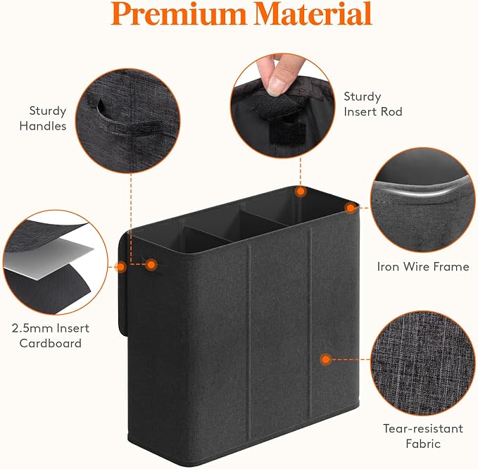 Lifewit Triple Laundry Hamper with Lid and Removable Laundry Bags, Large Collapsible 3 Dividers Dirty Clothes Basket with Handles for Bedroom, Laundry Room, Closet, Bathroom, College, 180L Dark Gray