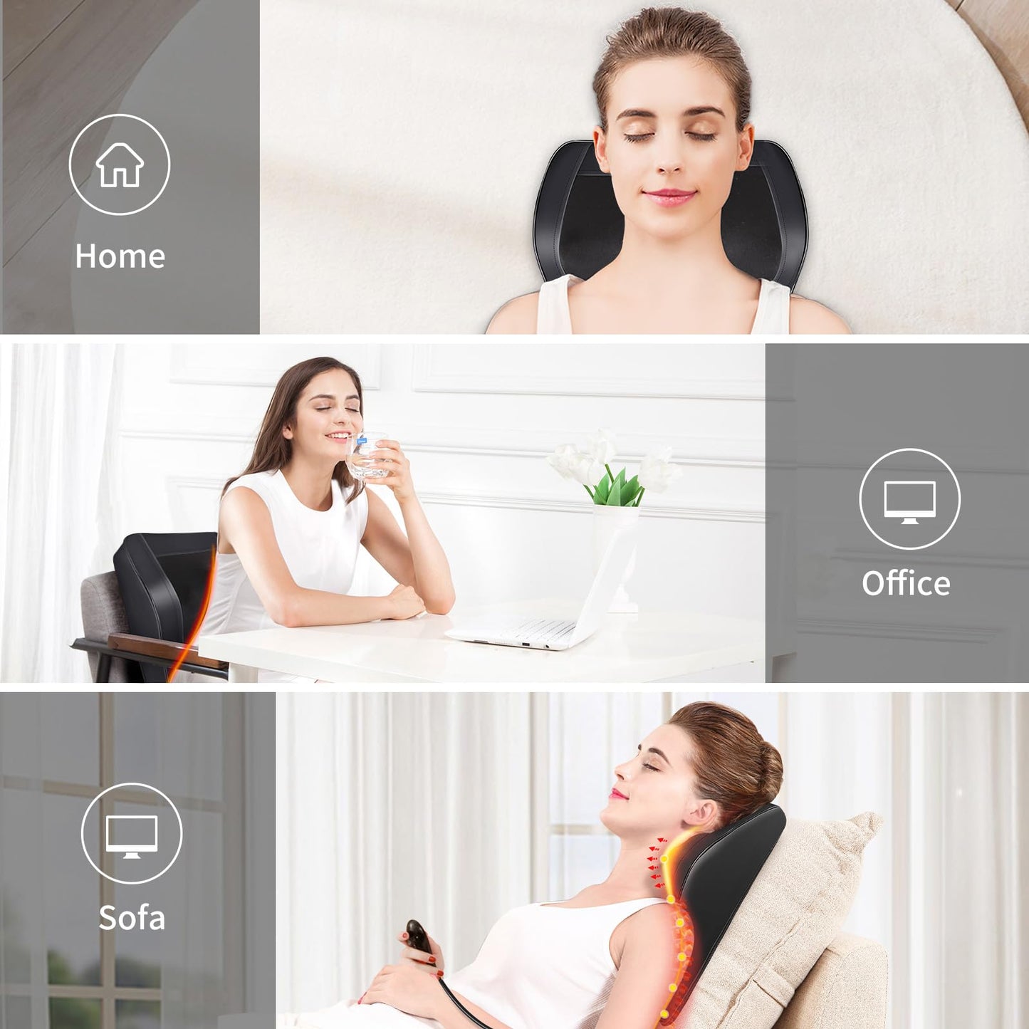 Neck Massager with Heat, 3D Kneading Massage Pillow for Pain Relief, Massagers for Neck and Back, Shoulder, Leg, Gifts for Men Women Mom Dad, Stress Relax at Home Office and Car