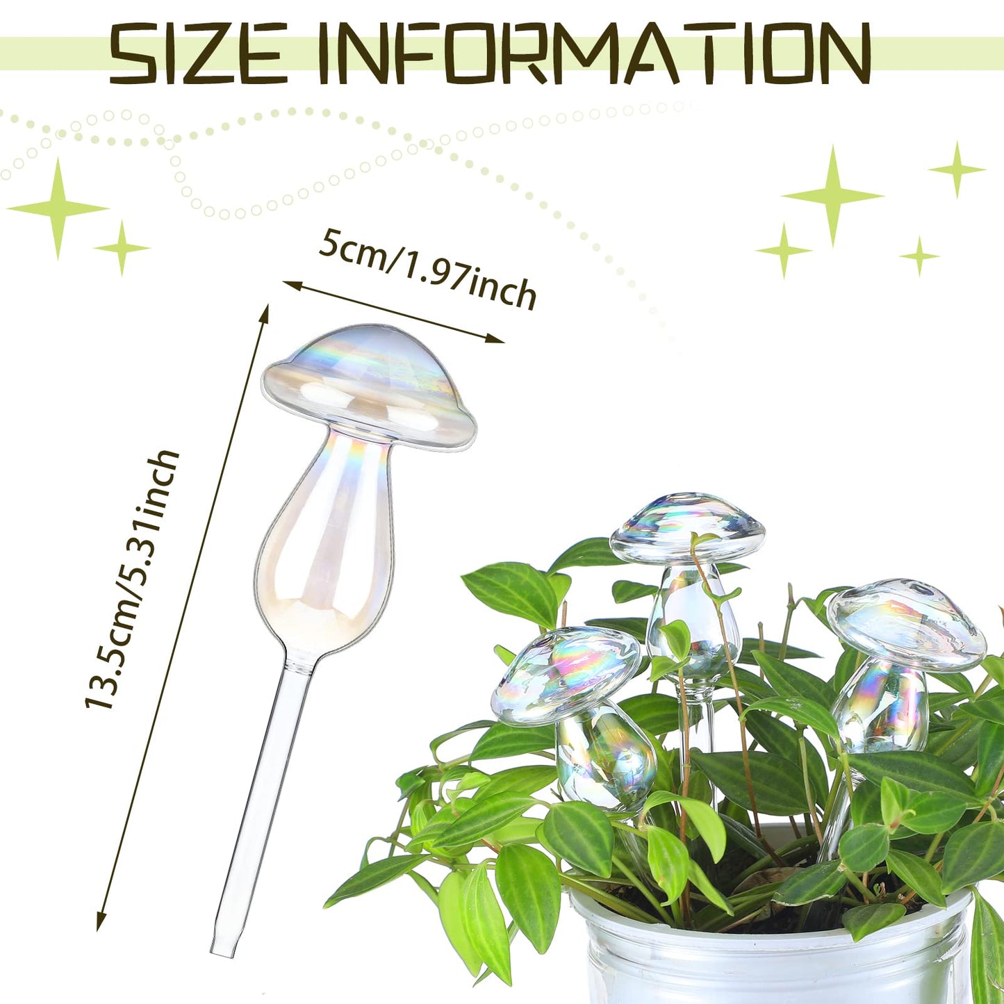 meekoo 10 Pcs Plant Watering Globes Glass Watering Globes for Outdoor Self-Watering Planter Insert Device with Mushroom Rainbow Gradient for Outdoor Indoor Pot Vacation Water Conservation(Mushroom)