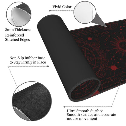 Mysterious Gothic Gaming Mouse Pad Large Extended Desk Mat Non-Slip Rubber Base Keyboard Pad with Stitched Edges for Office Gaming 31.5x11.8 in