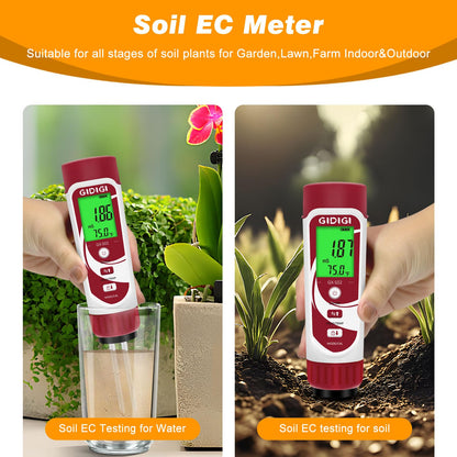 GIDIGI Moisture Meter for Plants, 3 in 1 Digital Soil Moisture Meter，Soil Moisture Meter and Soil EC Meter for Farms, Gardens, Orchards, Home Planting, Indoor Plants, Composting and Other Scenarios