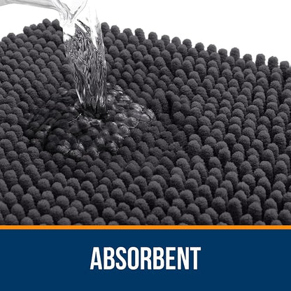 OLANLY Bathroom Runner Rugs 44x24, Soft Absorbent Chenille Bath Rugs, Rubber Backing Quick Dry, Machine Washable Long Bath Mats for Bathroom Floor, Tub and Shower, Home Decor Accessories, Dark Grey