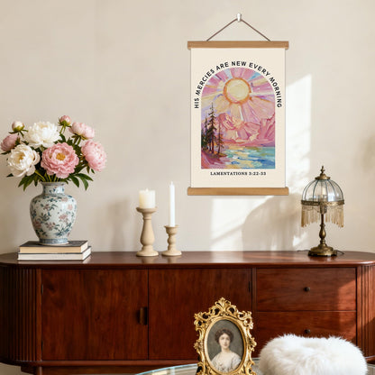 KAIRNE Christian Wall Decor,Inspirational Scripture Wall Art,Bible Verses Canvas Poster,Framed Abstract Religious Prints,Pink Mountain Landscape Paintings For Home Ling Room Bedroom Church Decoration