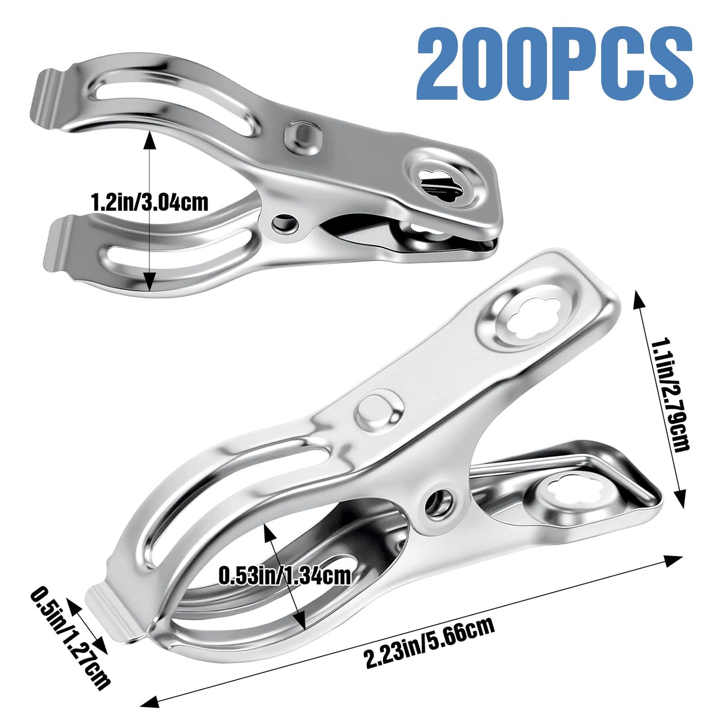 Upgraded 200 PCS Garden Clips, Greenhouse Clamps 100% Stainless Steel Heavy Duty Greenhuose Clips for Netting - Strong Grip to Hold Down Shade Cloth or Plant Cover on Garden Greenhouse Hoops