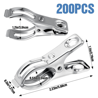 Upgraded 200 PCS Garden Clips, Greenhouse Clamps 100% Stainless Steel Heavy Duty Greenhuose Clips for Netting - Strong Grip to Hold Down Shade Cloth or Plant Cover on Garden Greenhouse Hoops