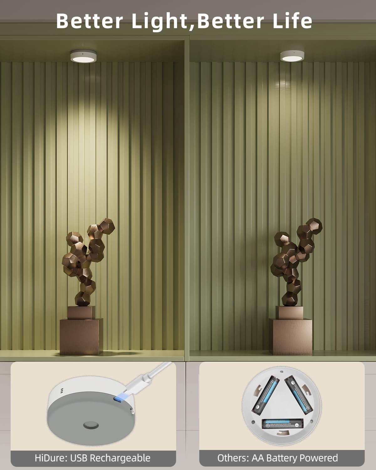 USB Rechargeable Color Changing Puck Lights, 1600mAh Battery Powered Tap Light with Remote Magnetic Push Light Stick On Closet Lighting Wireless LED Shelf Lights RGB Under Cabinet Touch Lamp Classroom