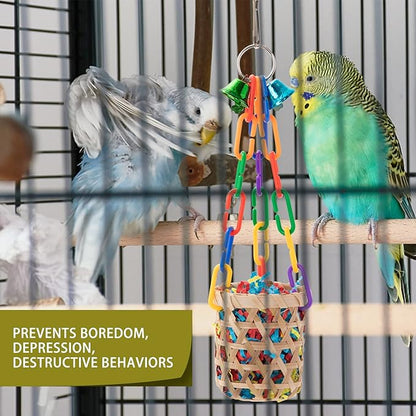 RLRICH 6 Pack Bird Colorful Chewing Toys Parrot Foraging Shredder Toys Shred Hanging Foraging Toys,Comfy Perch Parakeet Toys for Rope Bungee Bird Toy