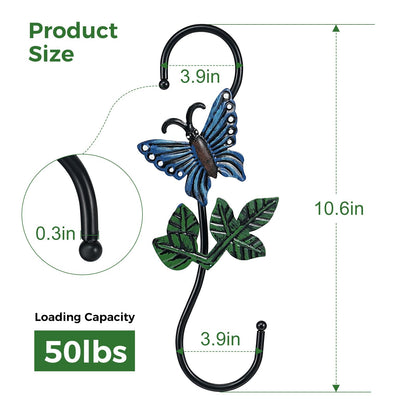 Kitwinney Large Decorative S Hooks, Set of 3 Plant Hangers, Beautiful and Vivid Plant Hook for Hanging Outdoor Indoor Garden Plants, Flower Baskets, Pots, Bird Feeders