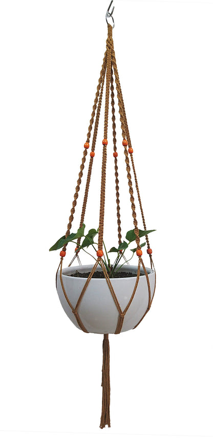 Plant Hanger Macrame Cotton 6 Legs 51 Inches for Indoor Outdoor, Living Room, Kitchen, Deck, Patio, High and Low Ceiling with Size of 10-12 inches Without The Pot (Brown)