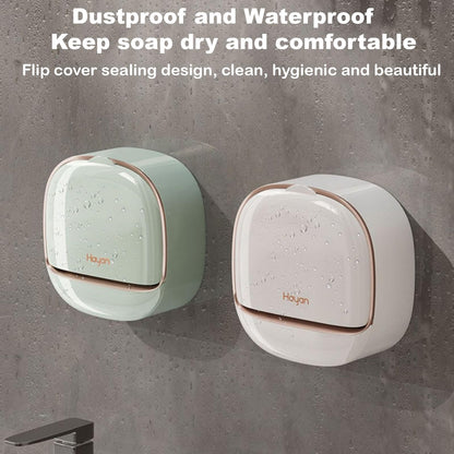 Soap Holder Dish Shower, Bar Soap Holder with Drainage, Self Draining Soap Holder, Wall Mounted Soap Box Tray Container for Bathroom, Bathtub Kitchen Sink (1PC White)