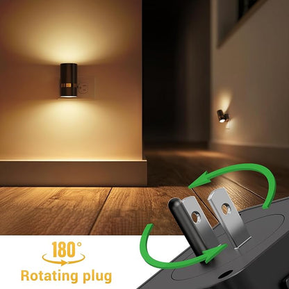 L LOHAS LED Night Light, 10-Color Changing Night Light with 180° Rotatable Plug, RGB Nightlight with Dusk to Dawn Sensor, Adjustable Brightness, Plug in Nightlight for Kids Bedroom Decor, 2 Pack