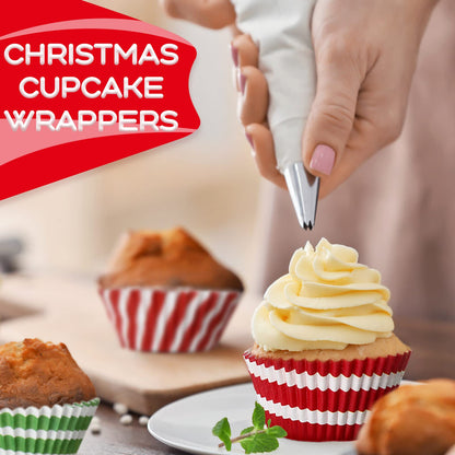 600 Pieces Christmas Cupcake Liners 6 Style Christmas Party Cupcake Holder Toppers Muffin Cups Wrappers Xmas Paper Baking Cups for Cake Candy Make Baking Supplies