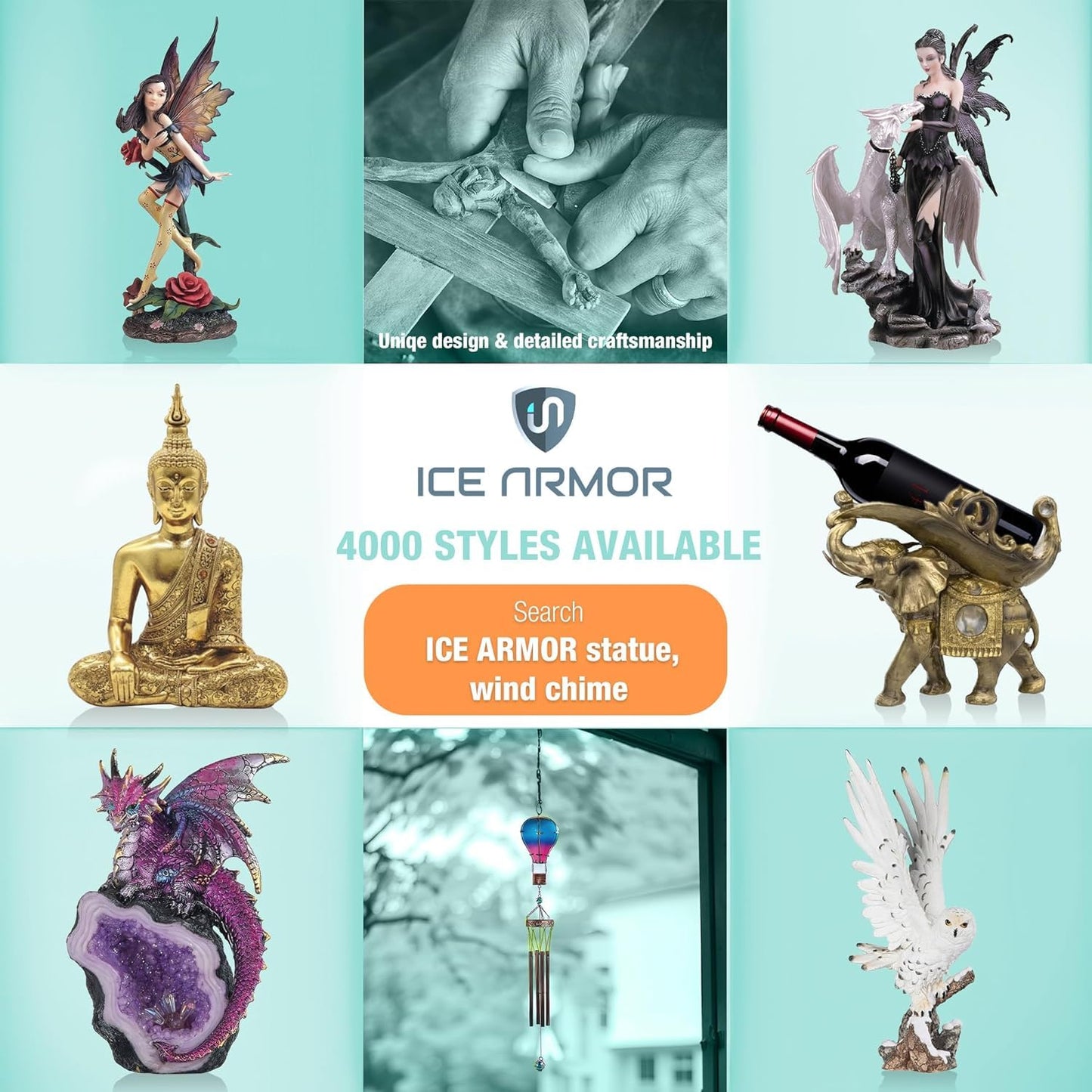 ICE ARMOR 10.75" W Purple Dragon Incense Burner Sticks Holder Statue Sculpture Ornament Decoration Home/Room Decor Ideas