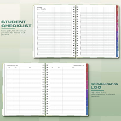 Teacher Lesson Planner 2026-2027 Academic Year, Aug 2026-Jul 2027, Deluxe 26-27 Lesson Plan Book for Teachers Supplies & Homeschool Planner with Pocket & Monthly Tabs, 8.5" x 11", Green Checkered