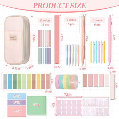 98 Pcs Bible Study Supplies, Bible Journaling Kit for Women, Aesthetic Study Kit with Pencil Case Book Annotation Aesthetic Highlighters Notes Gel Pens for Office Christian Gifts Christmas(Pink)