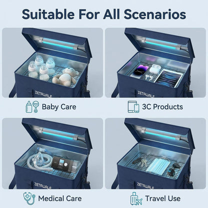 ZETAWALE UV Light Sanitizer Box Foldable Large Cleaner and Sanitizing Machine with Timer UVC Light Sanitization Bag Household for Cell Phone,Earphones,Plush Toys,Towels,Keys,Brushes and Combs（36L）