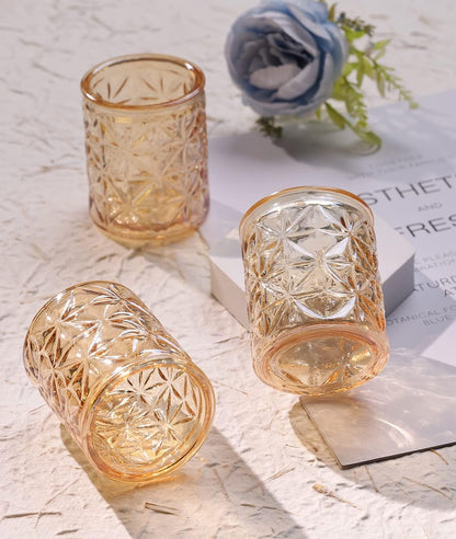 Gold Votive Candle Holders Set of 12, Tea Lights Candle Holders Glass for Wedding Table Centerpieces, Gold Candle Holder for Christmas Party Diwali Centerpieces for Table, Home Party Supplies