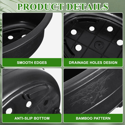 Luxshiny Large Oval Flower Pot Planter 14.96 Inch with Drainage Holes 2-Pack Plastic Bonsai Planters for Indoor Outdoor Gardening Balcony Office Home Use