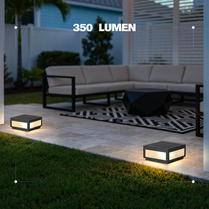 Smplhavn 11.81" Solar Post Lights Glass, 3000K LED Outdoor Lamp Post Light, IP54 Waterproof Solar Pillar Lights Outdoor, Dusk to Dawn Column Lighting for Posts Fence Outside Entrance Yard Driveway