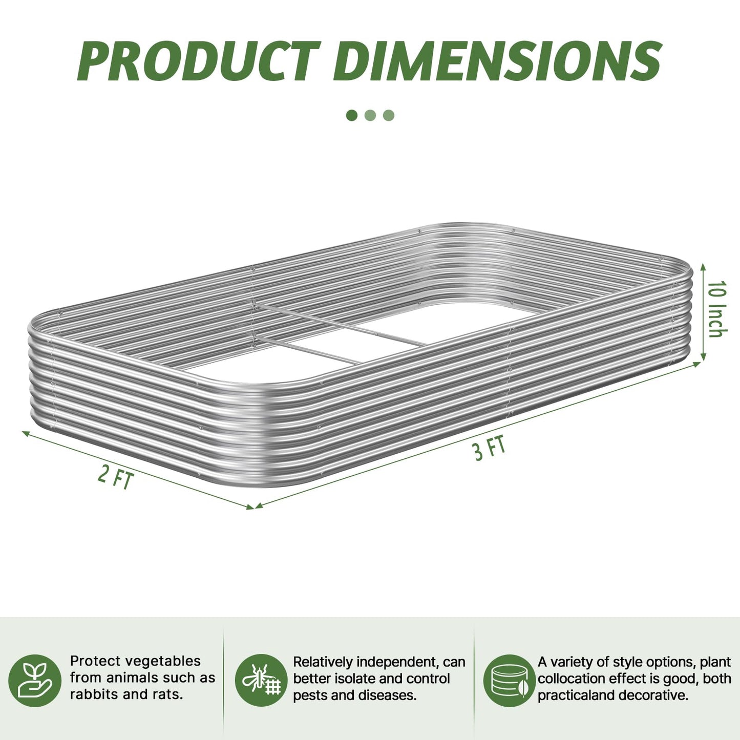 OZMSHF 3 Pack Raised Beds for Gardening, Corrugated Galvanized Steel Raised Garden Bed, Outdoor Metal Above Ground Garden Bed for Vegetables and Flowers-3x2FT