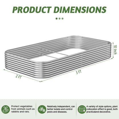 OZMSHF 3 Pack Raised Beds for Gardening, Corrugated Galvanized Steel Raised Garden Bed, Outdoor Metal Above Ground Garden Bed for Vegetables and Flowers-3x2FT