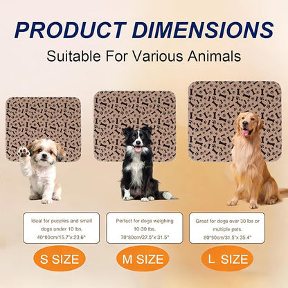 Puppy Pads with Pheromones, Washable Pee Pads for Dogs Potty Training, Reusable Dog Mat with Pet Hair Removal Gloves for Playpen, Crate, Whelping Box (Brown,M)