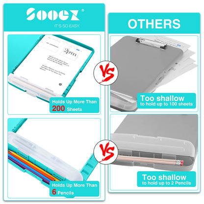 Sooez Clipboards with Storage, High Capacity Clip Boards 8.5x11 with Storage, Heavy Duty Nursing Clipboard Folder, Plastic Clipboard with Pen Holder for Women Teachers Work, School & Office Supplies