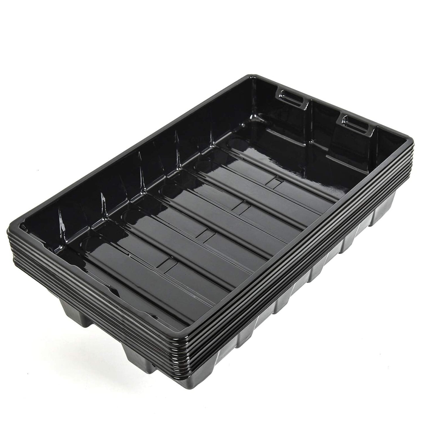 YoleShy 10 Pack Seed Starter Tray Reusable Plastic Plant Seedling Starter Trays Thickened Sturdy Durable for Germination Growing Microgreens Planting Propagation, Without Drain Holes, 14.5"x9"