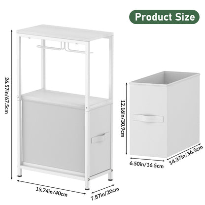 NOVIMANGO Slim Toilet Paper Storage Cabinet White, Toilet Paper Holder with Storage Bathroom Cabinet for Small Spaces Freestanding Tissue Stand with Drawer