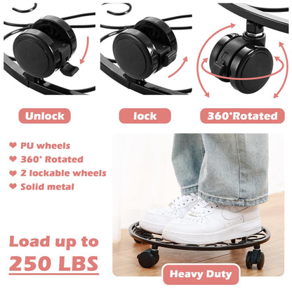 lucpur 6 Pack Metal Plant Stand with Wheels 13.5 Inch Plant Caddy with Wheels Heavy Duty Wrought Iron Rolling Plant Stand Plant Dolly Plant Rollers Plant Cart Plant Mover with 6 Pack Plant Saucers