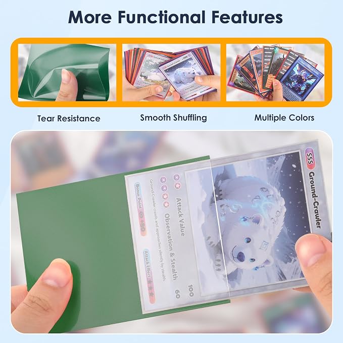 Kitoyz 500 Pcs Card Sleeves for Trading Card, Matte Card Sleeves Deck Card Protectors Compatible with Baseball Cards, Sports Cards, Game Cards (Green)