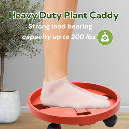 ZOOFOX 2 Pack Plant Caddy with Wheels, 12" Rolling Plant Stand for Indoor and Outdoor Use, Heavy Duty Plant Dolly for Large Plant Pots, Flower Pot, Patio