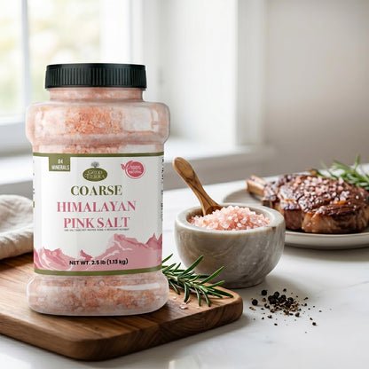 Good Tierra Himalayan Pink Salt in Jar - Coarse, 2.5 lb - Ideal for Bath Salt, Table Salt Grinders, and Spice Jars