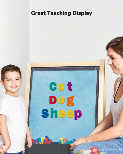 CHEFAN Felt Board - Large Flannel Board for Wall, 104 Felt Letters, 32'' X 22'' Interactive Storytelling & Play Learning for Home & Classroom Use(2 Sets of Uppercase&Lowercase Letters)