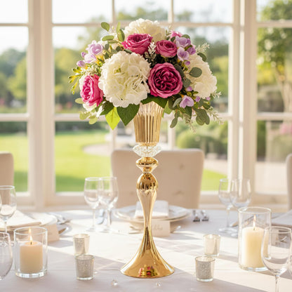 Metal Wedding Flower Vases for Tables - 22" Tall Elegant Table Centerpiece Vases, Gold Trumpet Flower Stands for Anniversary Ceremony Birthday Party Event Wedding Home Decorations (2, Gold)