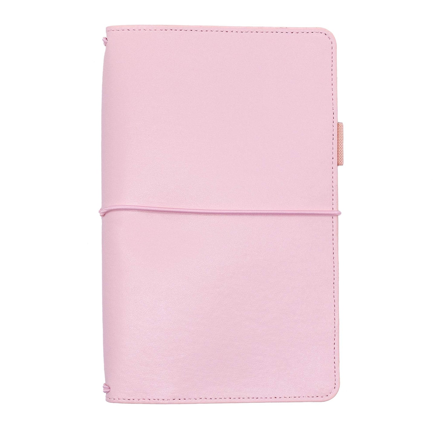 Pukka Pad, Carpe Diem Refillable Traveler’s Notebook Cover – Faux Leather Portfolio with Blank and Lined Notepads – Includes 6 Pockets, Pen Loop, and Elastic Closure – 8.5 x 5.5 Inches, Ballerina Pink