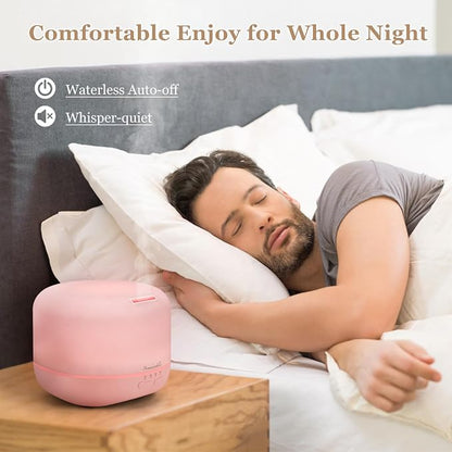 Aromatherapy Essential Oil Diffuser for Room: Air Humidifier Aroma Scent Cool Mist Colorful Lights Cute Small Large Auto Off Ultrasonic Diffusers for Home Bedroom Pink (300ml)