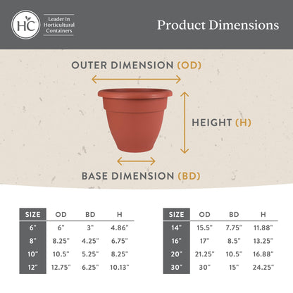 The HC Companies Caribbean Planter Pot - Outdoor & Indoor Plant Pot with Drainage Hole & Plug - Rolled Rim Plastic Pots for Plants & Flowers - Decorative Plant Pot (14" Black, Pack of 1)