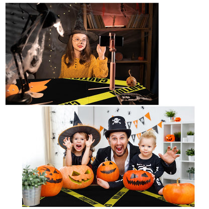 Irenare 3 Pcs Halloween Construction Birthday Party Supplies Disposable Plastic Caution Tape Construction Table Cloth Dump Truck Themed Table Cover Decoration for Halloween 54 x 108 in (Black)