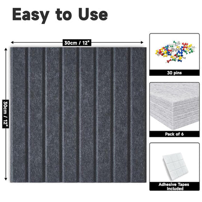 Yunihome Cork Board for Walls 36" x 24", 6 Pack Felt Bulletin Board Wall Tiles with 30 Push Pins for Home Kitchen School Office Wall DIY Decorative