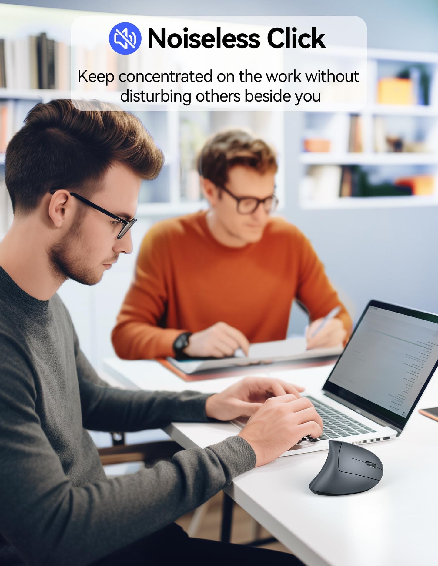 TECKNET Ergonomic Mouse, Rechargeable Vertical Ergo Mouse Wireless 800-4800 Levels 5 Adjustable DPI, Silent 2.4GHz Optical Carpal Tunnel Mouse for Right Hand, USB Wireless Mice for Laptop, PC