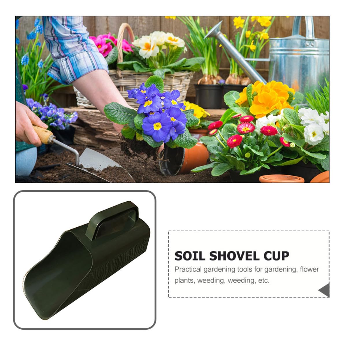 IMUSINICE Wear-Resistant Plastic Garden Soil Scoop and Hand Shovel for Bonsai and Potting Multifunctional Gardening Trowel for Indoor and Outdoor Plant Soil Sturdy Bucket Scoop