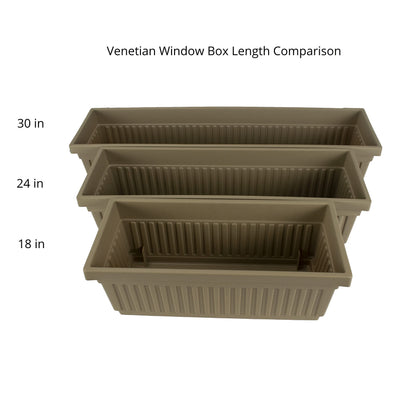 The HC Companies 18 Inch Venetian Rectangular Window Planter Box - Lightweight Plastic Indoor Outdoor Plant Pot with Drainage for Windowsill, Herbs, Flowers, Clay (Pack of 2)
