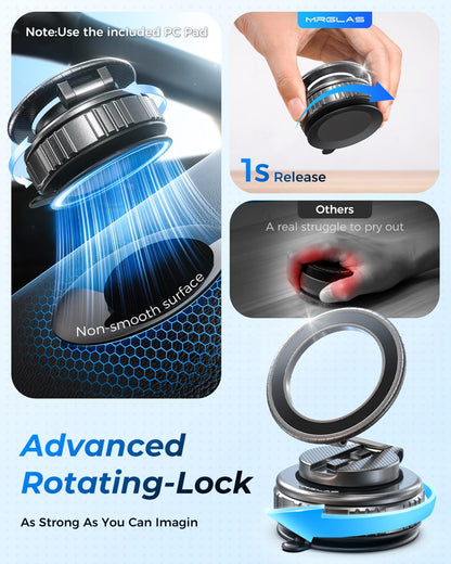 MRGLAS 2026 Upgraded 360° Rotation Vacuum Magnetic Phone Holder Stand,for Magsafe Suction Cup Phone Mount [109+LBS Strongest Suction & Magnetic] Adjustable Swivel Lock, for Your Car/Gym/Mirror/Kitchen